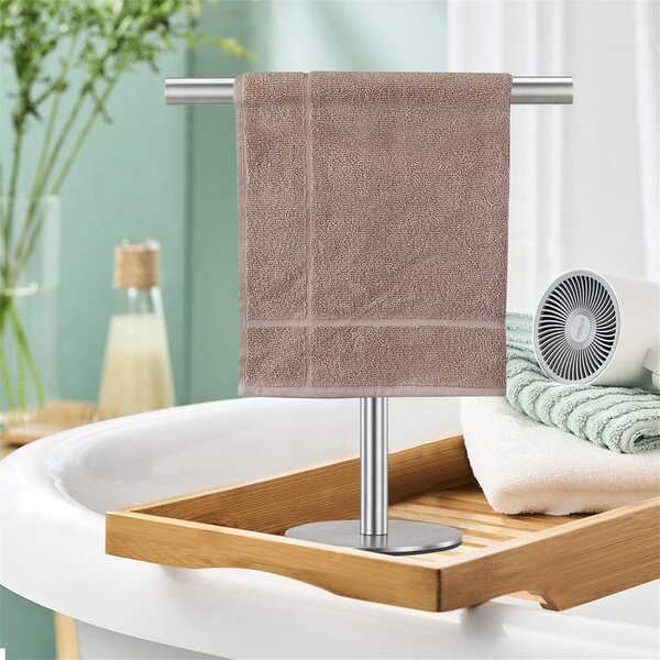 QIANXING Hand Towel Holder Stand with Marble Base, Double T-Shape