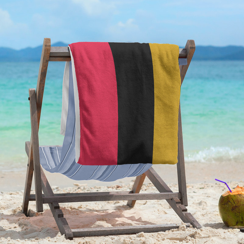 Lightweight Beach Towel, Poly/Cotton, Red/Black/Gold
