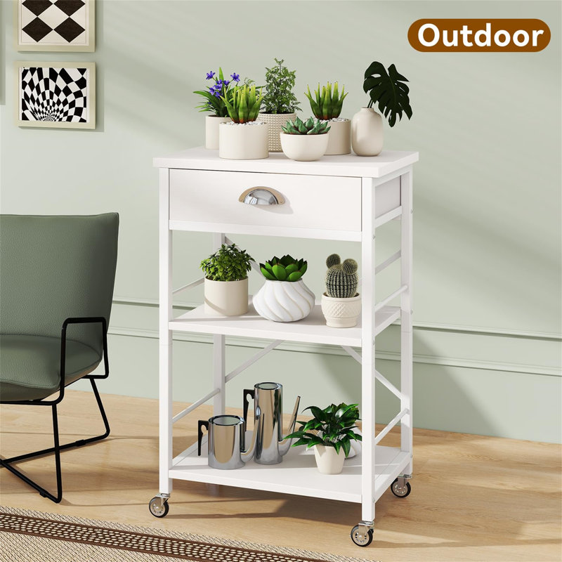 Kitchen Bakers Rack with Drawers, White