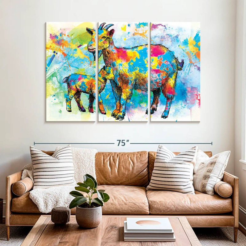Goats Paint Splash, H 42 po x l 65 po
