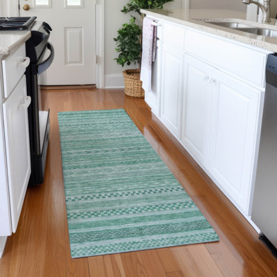 Machine Washable Indoor/Outdoor Claudian ACN1625 Turquoise Rug