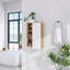 Armoire de salle de bain murale 16 pouces avec porte simple et tablettes ouvertes, panneaux de porte bicolores