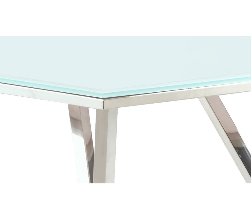Abkarian Modern Starphire Glass Top Dining Table