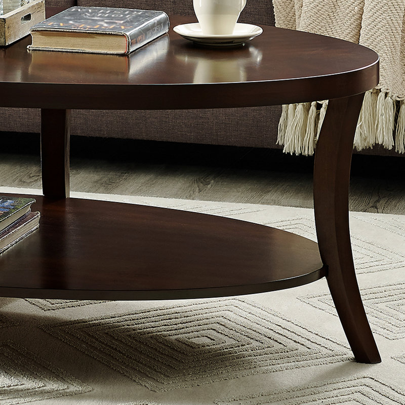 Perth Espresso Oval Coffee Table With Shelf