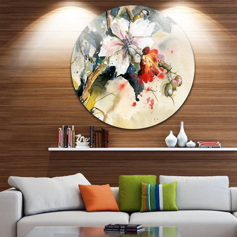 Orchid in Bloom Round Metal Wall Art, 23"