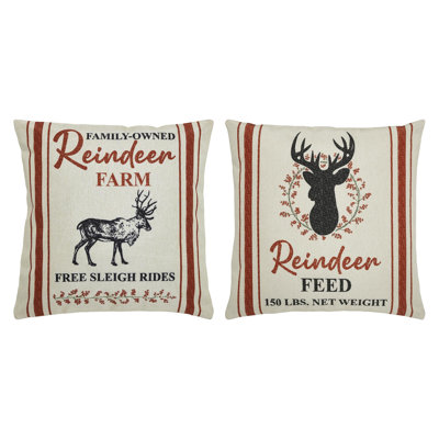 Ensemble de 2 housses de coussin « Ferme de rennes » 40,6 cm x 40,6 cm