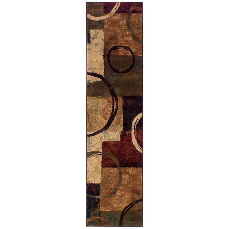Geovany Abstract Brown/Black/Beige Area Rug, Runner 1'10 x 7'6"