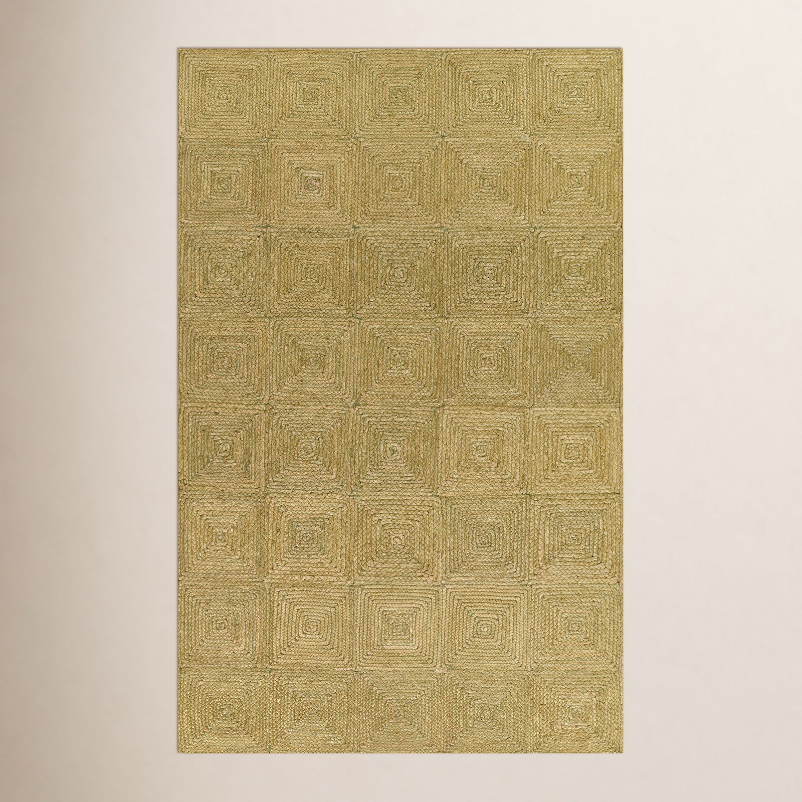 Mykonos Green Hand-Woven Geometric Jute Rug, Rectangle 8'10" x 11'10"