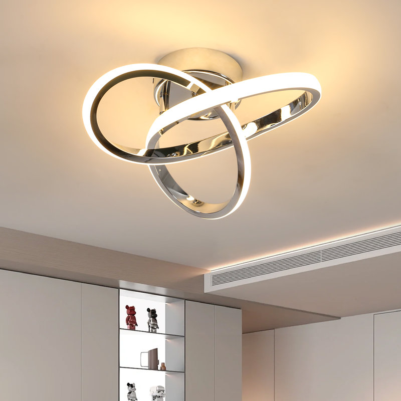 Modern 25cm Chrome Clover LED Flush Mount Ceiling Light