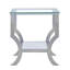 Table de bout carrée en verre chromé