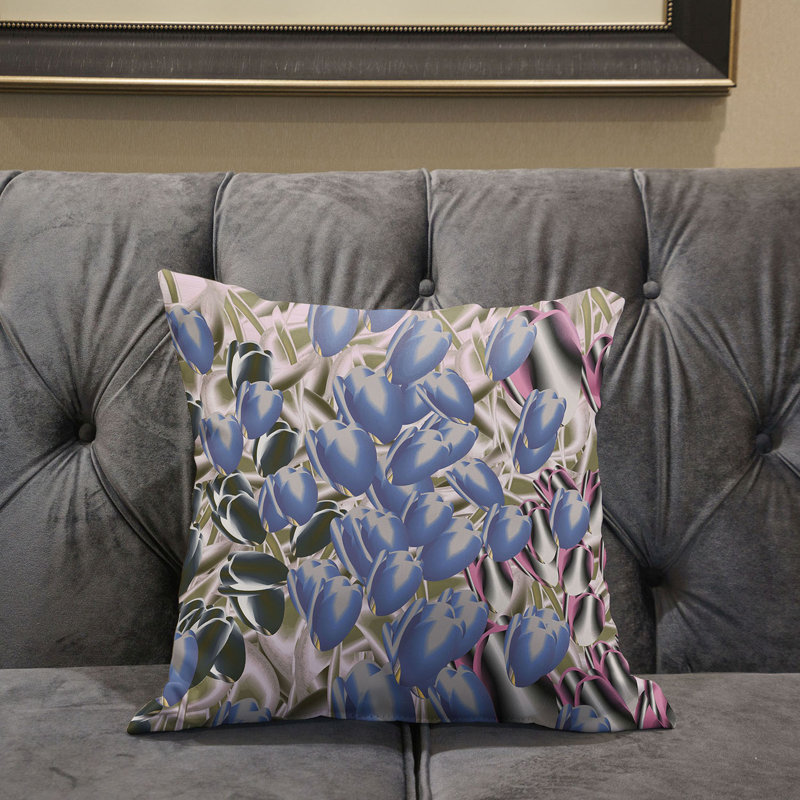 Housse et insert de coussin décoratif en polyester, 20 po x 20 po, Argenté / Vert