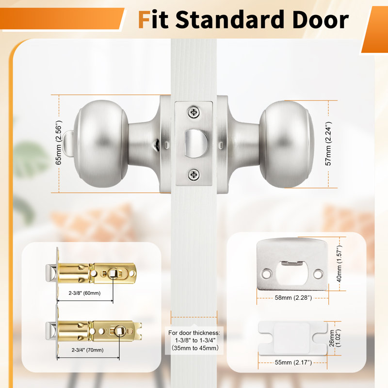 Privacy Door Knobs with Round Rosette, Brushed Nickel, Privacy (Bed & Bath)