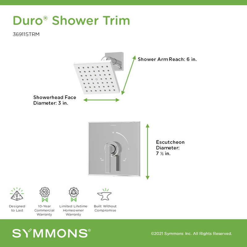 Duro HydroMersion Single Handle Shower Faucet Trim Kit, Polished Chrome