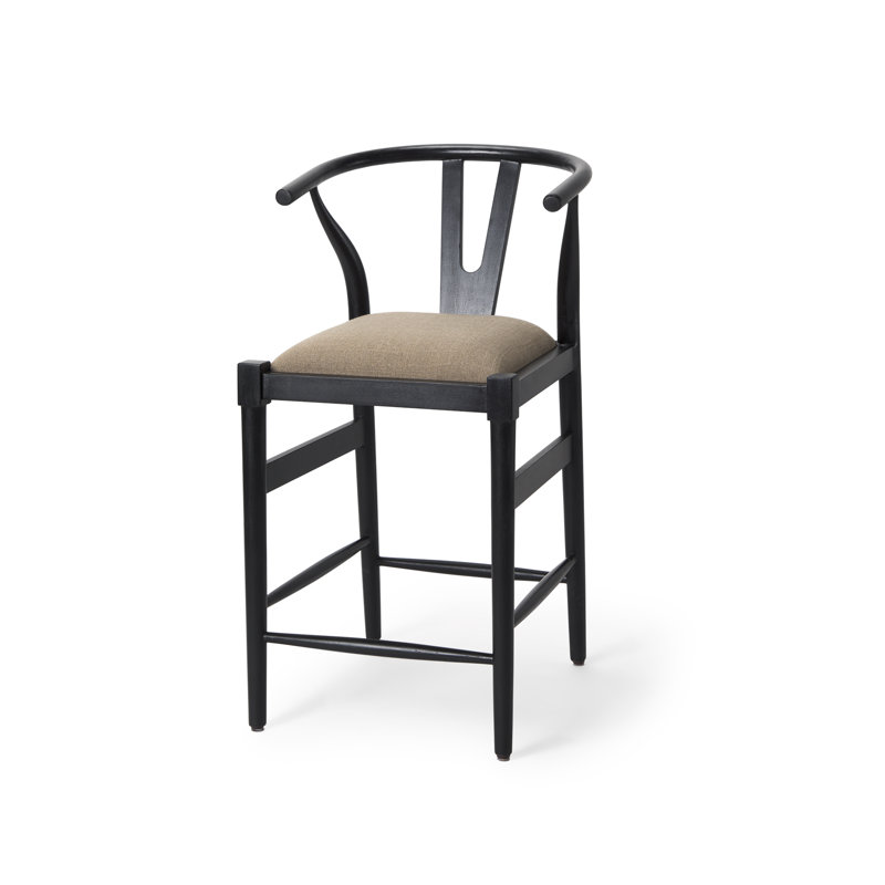 Tabouret de bar et de comptoir Parina, Tabouret de comptoir (siège d'une hauteur de 26,2, Noir/gris