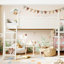 Lit mezzanine double avec garde-corps pleine longueur, lit mezzanine en bois massif avec échelles et vaste espace sous le lit, beige-1127596822-1127596825