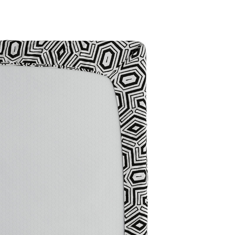 Microfiber Geometric Fitted Sheet, Queen Fitted Sheet, Dark Black/White Geometric