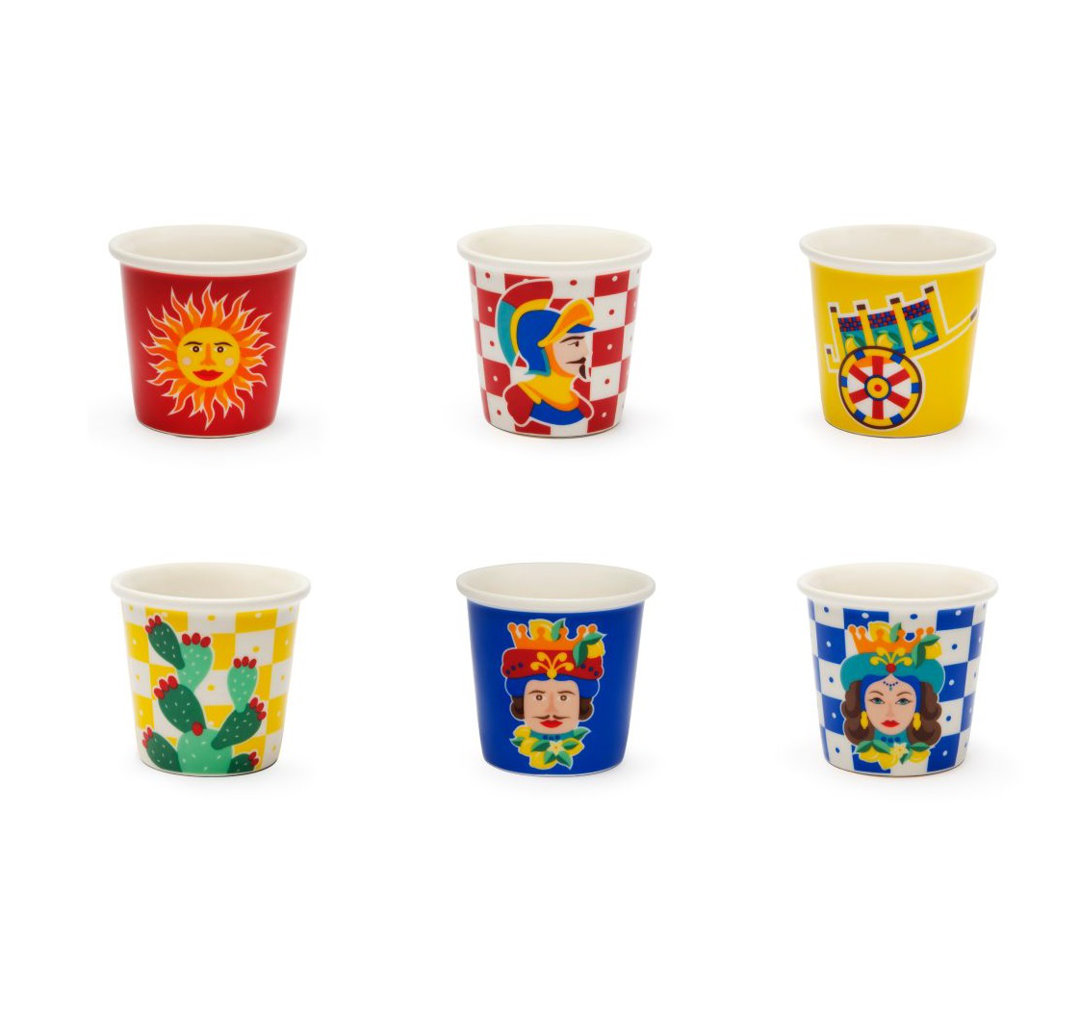 Excelsa set of 6 cups Sicilian Rhapsody porcelain 9 cl