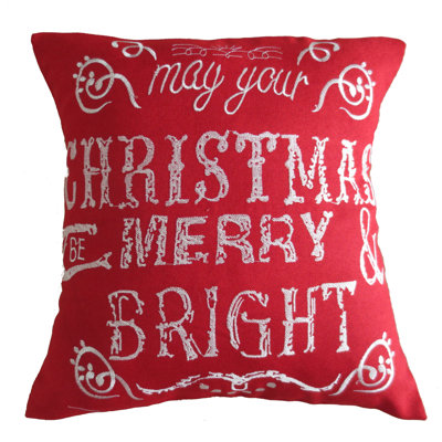 Coussin décoratif en toile de jute brodée Christmas Greeting Christmas