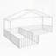 Double lit simple en L Montessori, structure de lit d'angle en métal avec clôture pour 2 enfants, sans lattes, blanc-888886768