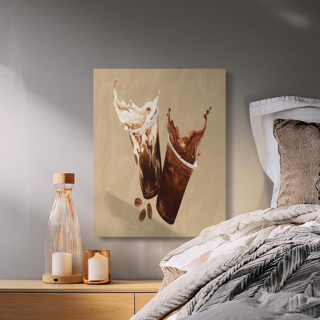 Iced Coffee Splash Canvas Wall Art, Modern Cold Brew Print, Kitchen Decor, Gallery Wrapped, Ready to Hang, Archival Quality