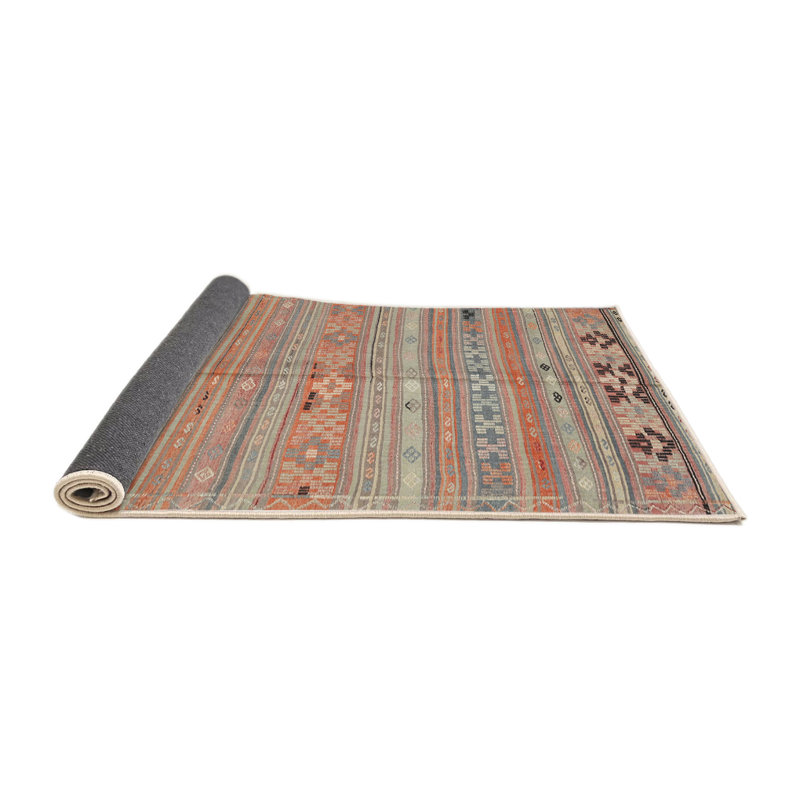 Tapis contemporain brun clair / orange clair / ivoire, Rond 6 pi