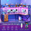 Bureau d'ordinateur en L avec huche et 3 tiroirs, bureau convertible 94,5 po-749878336