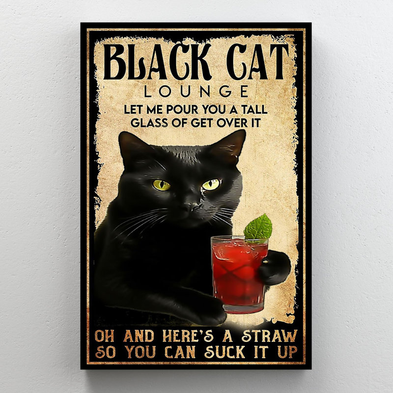 Black Cat Lounge - 1 pièce, impression sur toile tendue, H 14 po x l 11 po x P 1,25 po