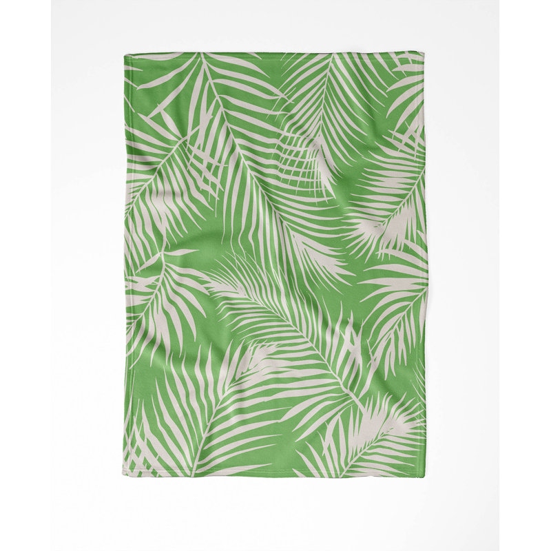 Couverture en velours de coton Waving Palms, L 80 po x l 60 po, Vert