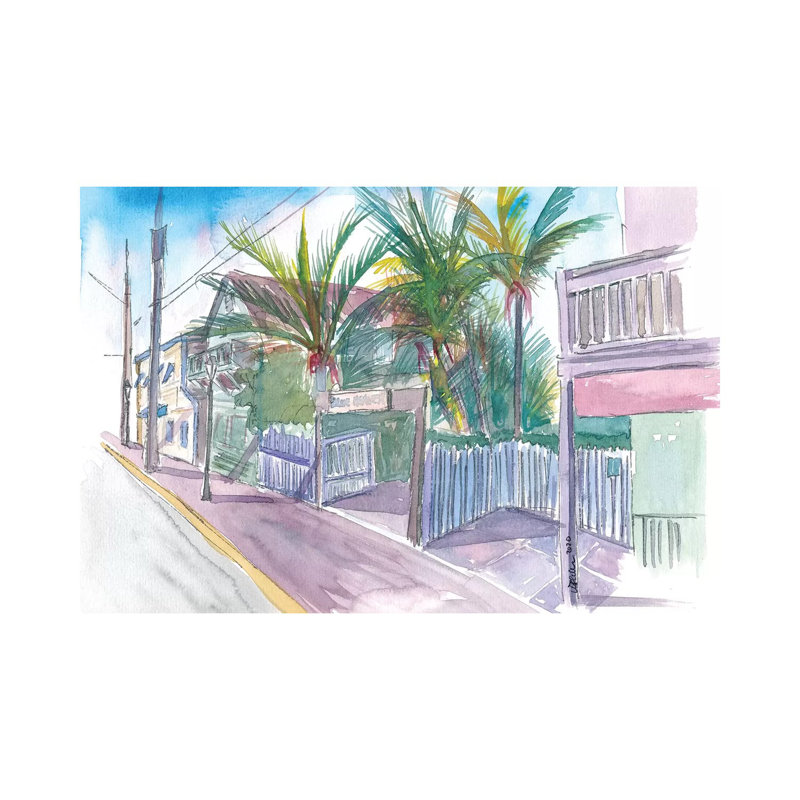 «Blue Heaven Thomas St Patio Key West Florida» par Markus et Martina Bleichner, reproduction d'art sur toile tendue
