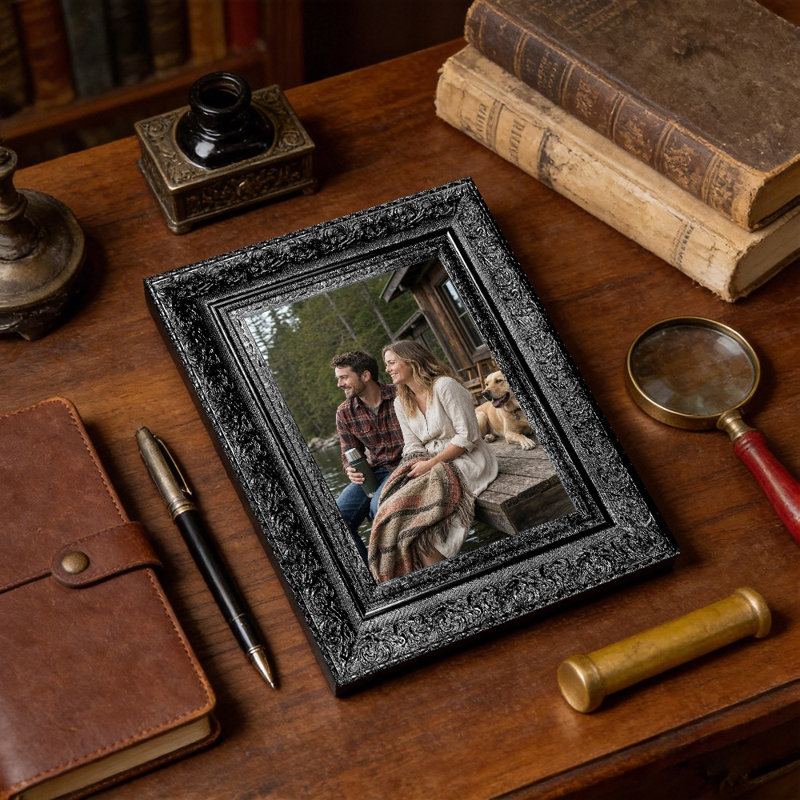 Cadre photo noir élégant 3 pièces 5 po x 7 po avec façade en plexiglas noir, Noir, 3, 5" W x 7" H