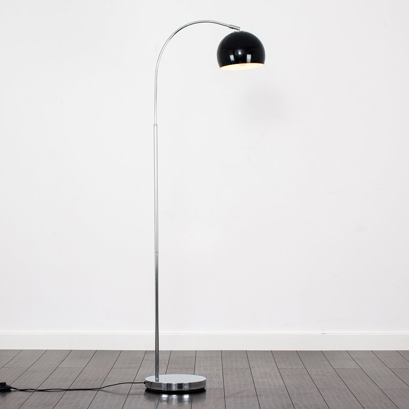 Derosier 152cm Arched Floor Lamp, Black, Chrome