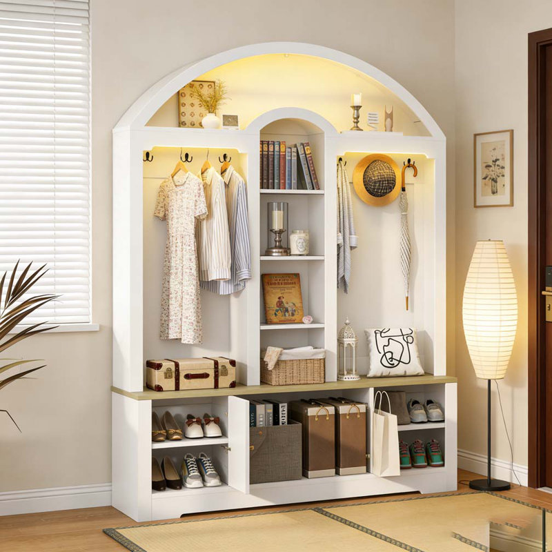 Multi-functional wardrobe/entrance wardrobe, Hall Tree, White
