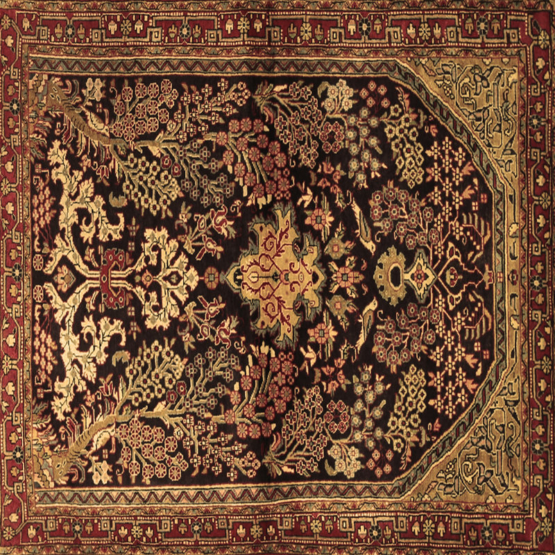 Tapis oriental carré en laine / polyester tissé à la machine 7 pi x 7 pi Sutpen
