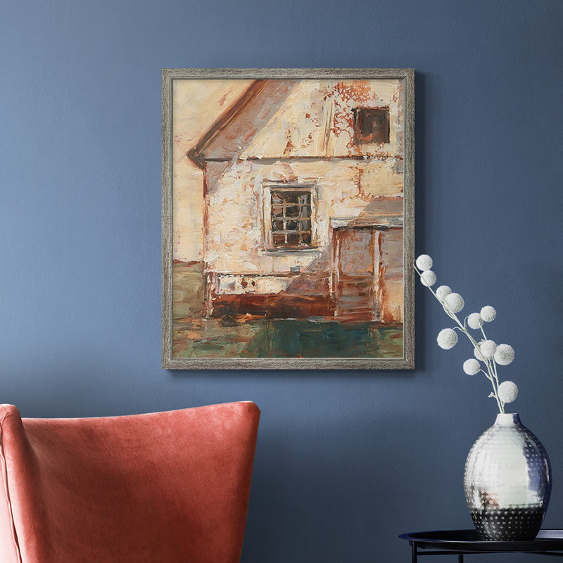 Toile encadrée de qualité supérieure Sunlit Barn II - prête à être accrochée, Argent patiné, H 24 po x l 20 po