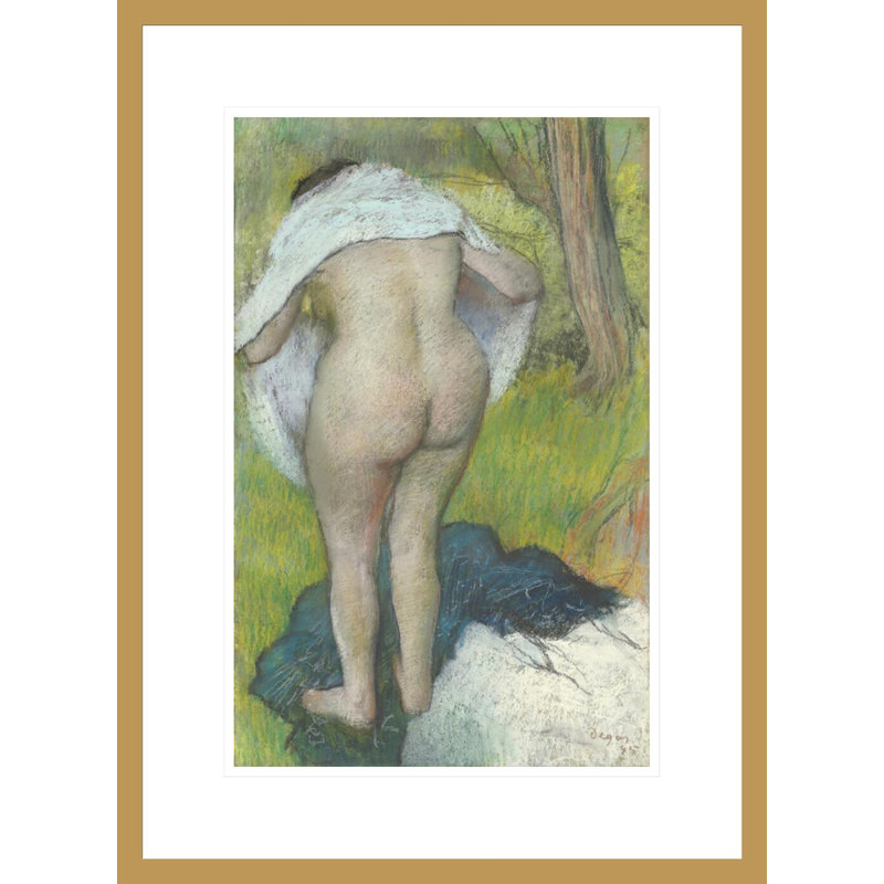 «Girl Drying Herself» par Edgar Degas, impression giclée encadrée, H 21,75 po x l 15,98 po