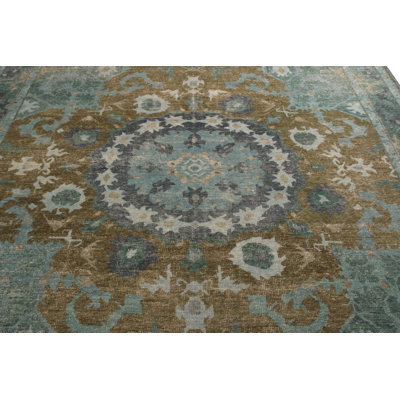 Rug & Kilim’S Distressed Oriental Rug - Blue And Brown Medallion Pattern