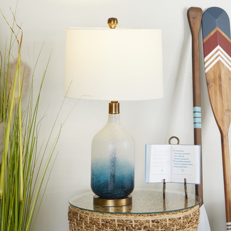 Tiaunna Glass Ombre Room Table Lamp (Set of 2), Blue, 28" H x 14.80" W x 14.80" D