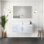 Meuble-lavabo de salle de bain 48 po X P 22 po D, plateau en quartz blanc et ensemble de robinet-117843640