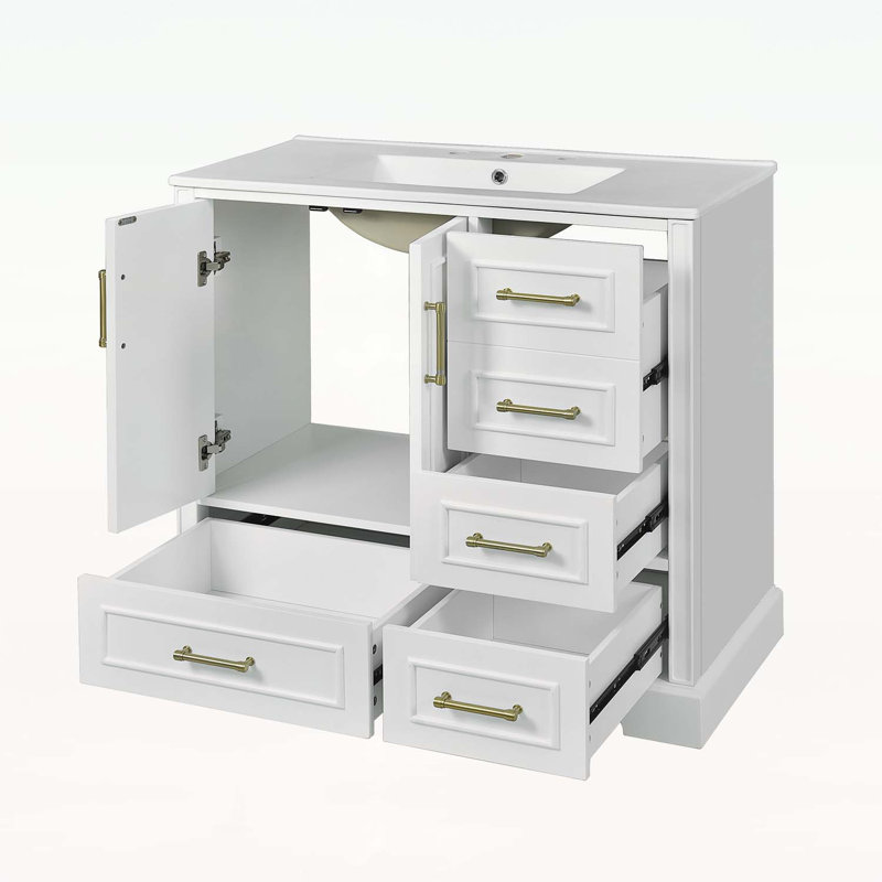 Meuble-lavabo de salle de bain avec rangement excellent et design élégant, Blanc