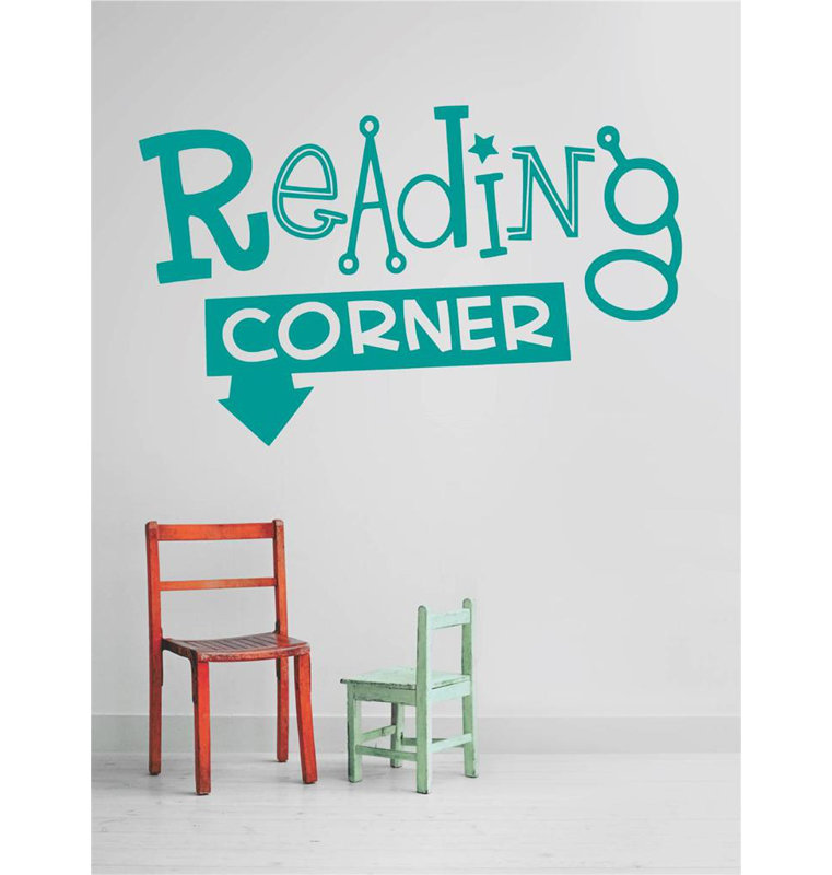 Décalcomanie murale en coin reading, Bleu sarcelle, H 10 po x l 20 po x P 0,16 po