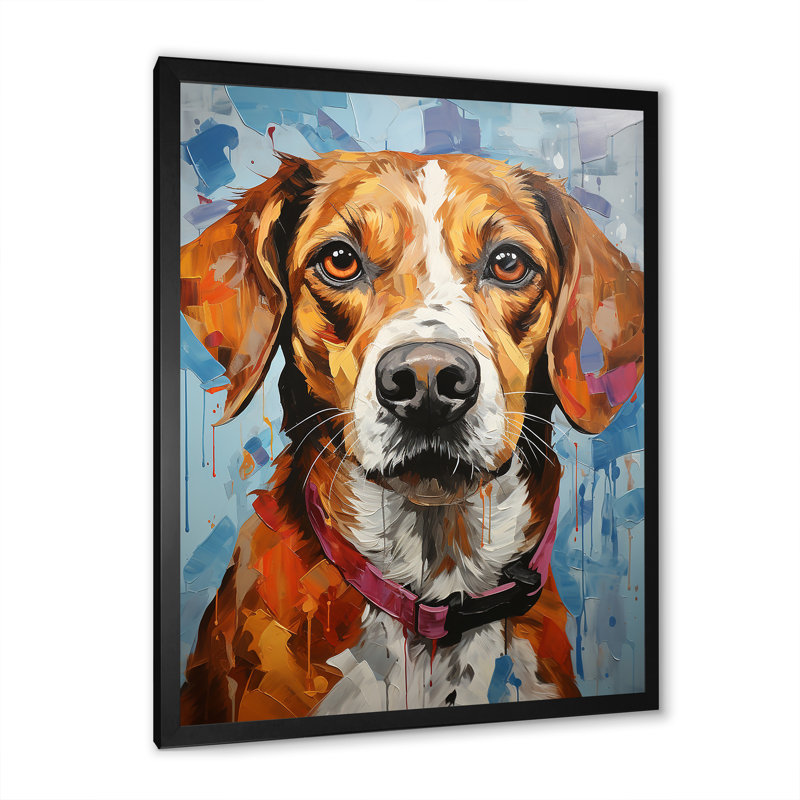 Beagle Bliss II sur impression sur toile, H 32 po x l 16 po x P 1 po, Cadre simple noir