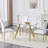 51.2" Rectangular Dining Table for 6 with Tempered Glass Top & Gold Metal Legs-705269973-710975286-710975287
