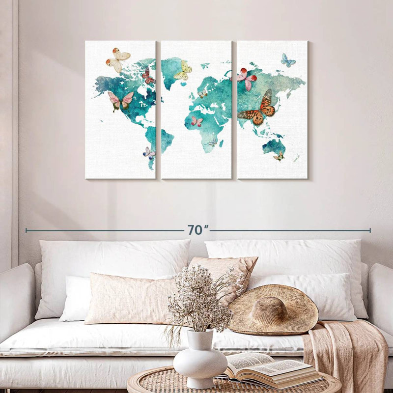 Carte du monde des papillons Aliaz, H 28 po x l 45 po