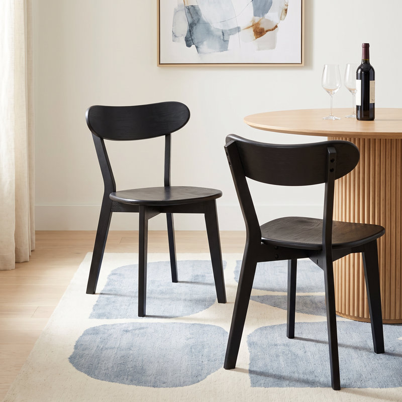 Ensemble de 4 chaises d'appoint 100% chêne massif H 17,7 po, 4, Chêne noir