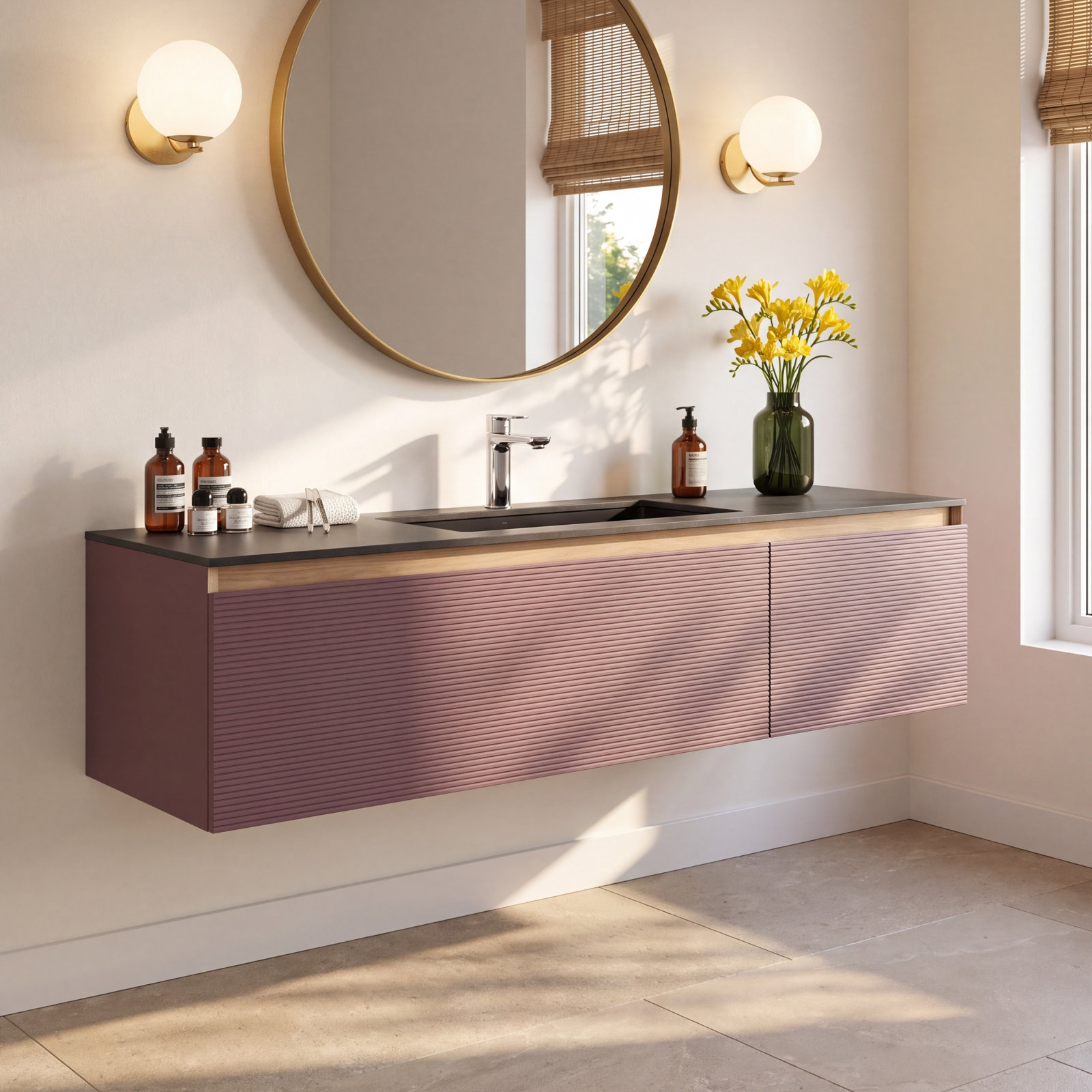 Diella 60'' Single Bathroom Vanity, Caramel
