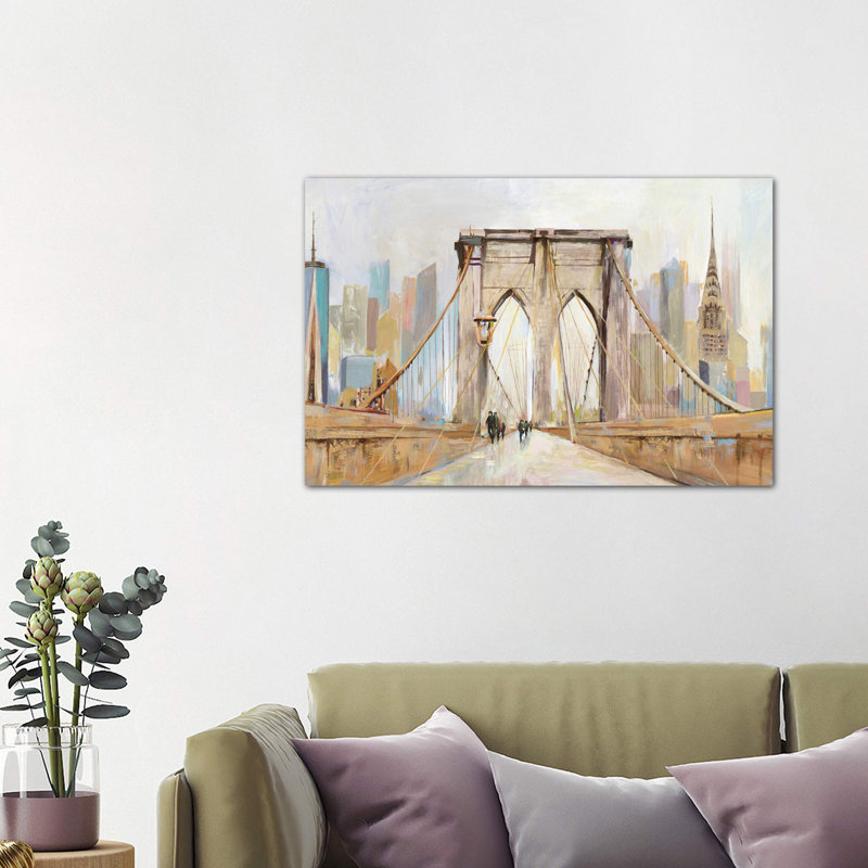 Brooklyn Bridge Walkway by Allison Pearce - Wrapped Canvas Painting, 101.6 cm H x 66.04 cm W x 1.91 cm D