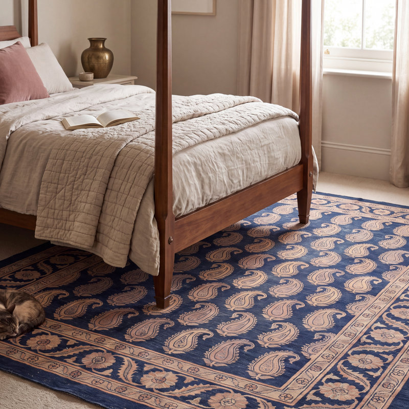 Tapis Obsidian2 traditionnel à motif floral intégral, bleu marine, ivoire, or, vert et rose, antidérapant, à poils courts, pour l'intérieur et l'extérieur, adapté aux animaux de compagnie, salon, chambre, salle à manger, entrée, couloir, bureau, lavable
