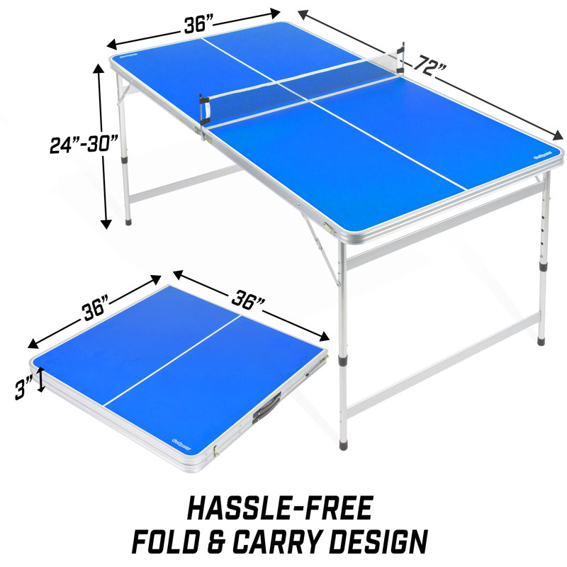 Blue Aluminum Folding Mid-Size Table Tennis Set with Net