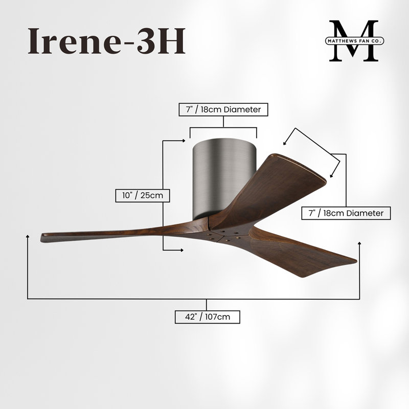 Irene Ceiling Fan, Brushed Pewter, 42", Walnut Tone