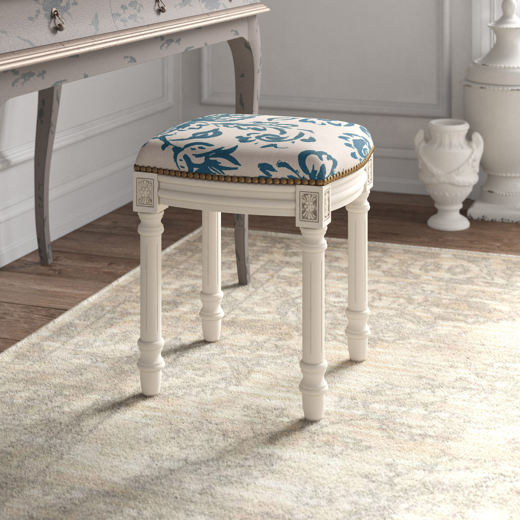 Kelly Clarkson Home Philomene Solid Wood Vanity Stool & Reviews | Wayfair